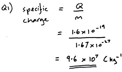specific charge calculation